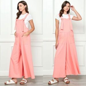 Veveret Women's Size S Blue Wide Leg French Terry Overalls Lounge Beach Resort